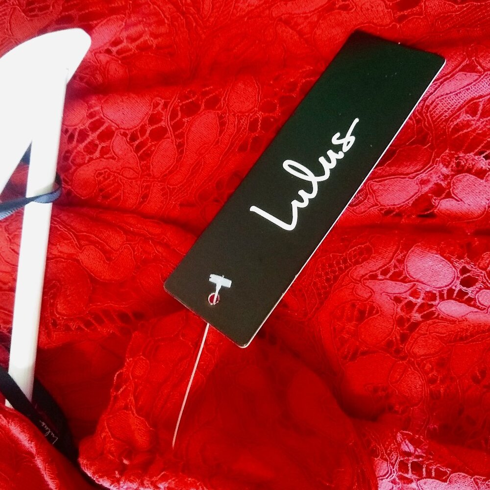 LULUS ENDLESSLY INFATUATED RED LACE MIDI DRESS - Picture 12 of 14